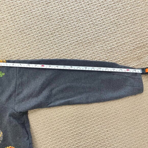 Zara W&B Collection Grey Flower-Embroidered Sweatshirt - Small - Picture 9 of 10